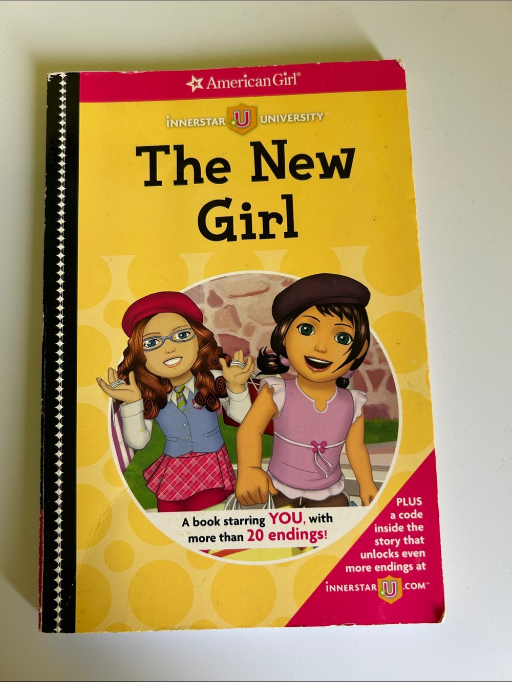 American Girl Yellow Cover "The New Girl" Book with Pink Accents